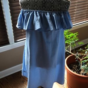 Darling light blue off shoulder tunic